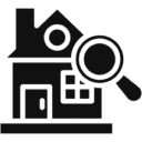 House with magnifying glass icon