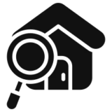 House with magnifying glass icon