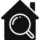 House with magnifying glass icon